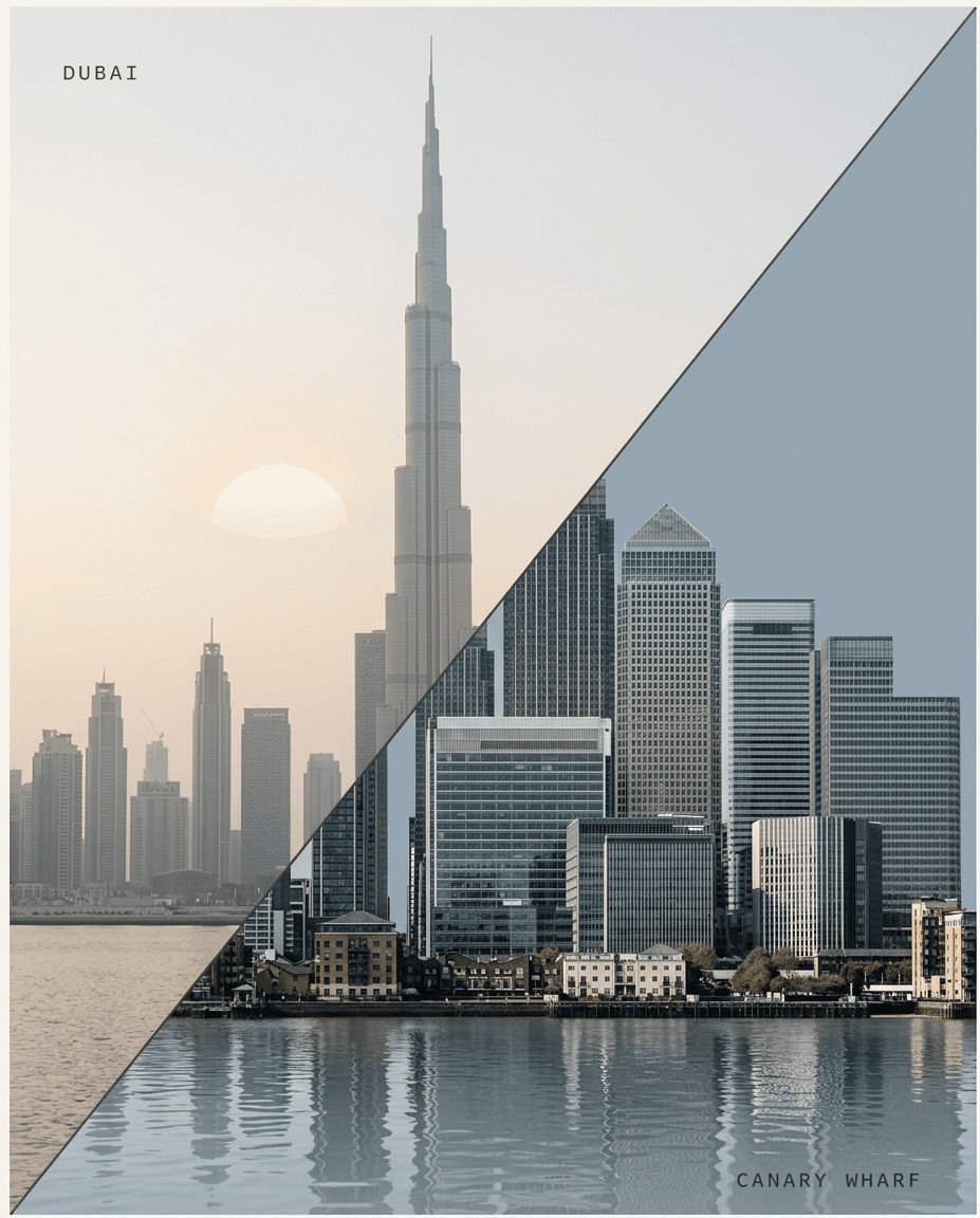 Dubai and Canary Wharf
